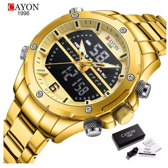 NIB CAYON Digital Sport Watch For Men Steel Waterproof Chronograph Clock - Picture 1 of 5